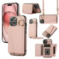 Wallet Case for iPhone 8 Plus / iPhone 7 Plus Crossbody Case Ring Wallet with Card Holder Lens Protective Film Folio PU Leather Phone Cover Lanyard for iPhone 8 Plus / iPhone 7 Plus Case Rosegold