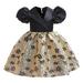 KIMI BEAR Toddler Girls Formal Dress 3T Toddler Girls Party Dress Princess Dress 4T Toddler Girls V Neck Sequins Star Hemline Short Puff Sleeve Princess Dress Prom TuTu Dress Black