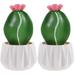 2pcs Artificial Cactus Plant Artificial Potted Succulent Living Room Fake Flower Faux Plant Plastic Cactus