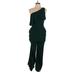 Shein Jumpsuit Open Neckline Sleeveless: Green Solid Jumpsuits - Women's Size Large