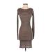 BCBGMAXAZRIA Casual Dress - Bodycon: Brown Stripes Dresses - Women's Size X-Small