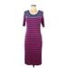 Lularoe Casual Dress - Sheath Scoop Neck Short sleeves: Purple Stripes Dresses - Women's Size Medium
