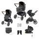 Ickle Bubba Cosmo 3 In 1 Ts, I-size & Isofix Base - Black / Graphite Grey / Tan