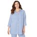 Plus Size Women's Classic Linen Buttonfront Shirt by Catherines in French Blue (Size 2X)