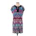 Laundry by Shelli Segal Casual Dress - Shift: Purple Print Dresses - Women's Size Small