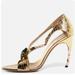 Gucci Shoes | Gucci Python Tom Ford Green Snake Head Sandals Heels 7.5 Metallic Gold Iconic | Color: Gold/Green | Size: 7.5