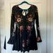 Free People Dresses | Floral Free People Long Sleeve Mini Dress Size M | Color: Black/Pink | Size: M