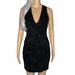 Free People Dresses | Free People Velvet Floral Deep V Body Con Dress Size Small | Color: Black | Size: S