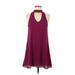 Lulus Casual Dress - A-Line Mock Sleeveless: Burgundy Solid Dresses - Women's Size Small