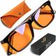 THL Sleep Blaulicht Blockierende Brille für Besseren Schlaf - Amber Orange Computerfilter Anti Augen Belastung Quadratischer Rahmen (Schwarz) Normal