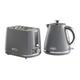 Daewoo SDA2680 Stirling Collection, 1.7L Pyramid Kettle with Matching 2 Slice Toaster, Safety Features, Easy Cleaning, Cohesive Kitchen Set, Stainless Steel, Grey