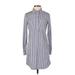 Vineyard Vines Casual Dress - Shirtdress High Neck Long sleeves: Gray Stripes Dresses - Women's Size 00