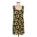 Wednesday's Girl Casual Dress - Shift Scoop Neck Sleeveless: Yellow Print Dresses - Women's Size Medium