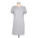 Nine West Casual Dress - Shift Crew Neck Short sleeves: Gray Dresses - Women's Size Large