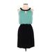 En Focus Studio Casual Dress Keyhole Sleeveless: Teal Color Block Dresses - Women's Size 8