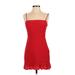 Privacy Please Casual Dress - Mini Square Sleeveless: Red Print Dresses - Women's Size Small