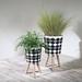 Union Rustic 2 Piece Diamond Patterned Magnesia Planter Set w/ Wood Legs for Indoor Decorating Ceramic in White/Black | Wayfair