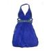 La Femme Cocktail Dress - Mini V-Neck Sleeveless: Blue Solid Dresses - Women's Size 0