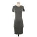 Forever 21 Casual Dress - Bodycon High Neck Short sleeves: Gray Print Dresses - Women's Size Small