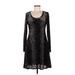 Karen Kane Casual Dress - Party Scoop Neck Long sleeves: Black Solid Dresses - Women's Size Medium