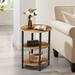 17 Stories Jakwan Oval End Table w/ 3-Tier Storage Shelves Wood in Black/Brown | 23.6 H x 17.7 W x 15 D in | Wayfair