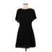 Kensie Casual Dress - Mini Crew Neck Short sleeves: Black Solid Dresses - Women's Size Small