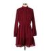 J.Crew Mercantile Casual Dress - Mini High Neck Long sleeves: Burgundy Print Dresses - Women's Size 4