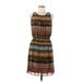 Vince Camuto Casual Dress - Mini Scoop Neck Sleeveless: Brown Aztec or Tribal Print Dresses - Women's Size Medium Petite