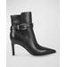 Rafia Leather Buckle Ankle Boots