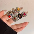 Anello a stella con strass colorati alla moda Vintage per le donne fascino esagerato accessori