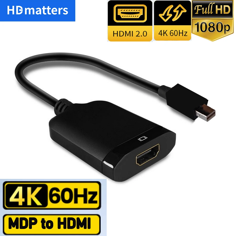 4K 60Hz Mini DisplayPort auf HDMI 2.0 Kabeladapter Active Mini DisplayPort 1.4 auf HDMI 2.0 Videoadapter für Nvidia Apple Macs Image