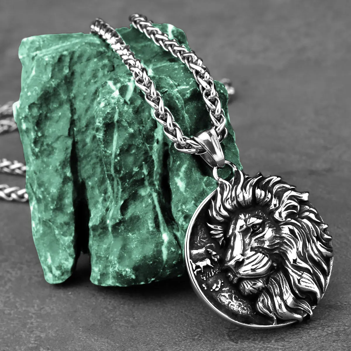 Edelstahl Nordic Vikings Löwe Halskette männer Dominierenden Vintage Punk Hip Hop Biker Anhänger Halskette Kette Schmuck Geschenk