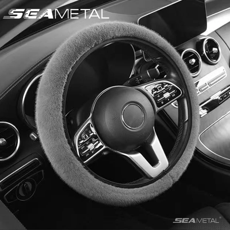 Seametal Winter Auto Lenk abdeckungen universelle warme Lenkrad abdeckung Anti-Rutsch-Auto abdeckungen Lenk schutz Zubehör Image