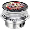 TBVECHI Portable Table Grill 15.75 Inch Korean Style BBQ Grill Stainless Steel BBQ Grill Stove Outdoor Camping Cooker Charcoal Grill BBQ Round Barbecue Grill Indoor&Outdoor Grill BBQ