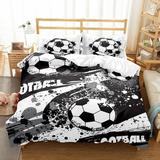 Soccer Comforter Sports Kids Comforter Set Ballgames 3pcs Printed Duvet Bedding Set 1 Duvet Cover with 2 Pillowcases Soft and Lightweight for All Seasons Q1