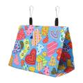 Bird Hanging Tent Triangular Colorful Canvas Parrots House Bed with Hooks for Cockatiel Lovebird 17x11x15cm