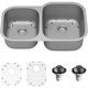 Udermout 16-Gauge Stailess Steel 40/60 Double Bowl Kitche Sik Kit