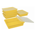 Storex Plastic Storage Tray with Lid Letter-size Paper Sorter Yellow 5-Pack