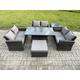 Fimous - 7 Seater Rattan Wicker Garden Furniture Patio Conservatory Sofa Set with Height Adjustable Rising Lifting Table Double Seat Sofa Big