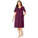 Plus Size Women's Perfect Short-Sleeve V-Neck Tee Dress by Woman Within in Deep Claret (Size 1X)