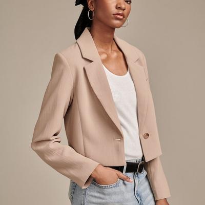 Lucky Brand Cropped Blazer - Women's Clothing Jackets Coats Blazers in Dune, Size 4