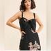 Free People Dresses | Free People Floral Mini Dress Black Tie Bow Retro,Nwot | Color: Black/Pink | Size: S