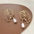 Anthropologie Jewelry | Girl With A Pearl Earring Sterling Silver-Gold Artist Statement Gift Earrings | Color: Gold/White | Size: Os