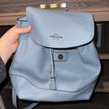 Coach Bags | Coach Blue Gray Leather Backpack W/Adjustable Straps | Color: Blue/Gray | Size: Os