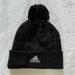 Adidas Accessories | Adidas Black Geometric Cuffed Pom Beanie Hat New | Color: Black | Size: Os