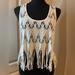 Free People Tops | Free People Bohemian Lace Fringe Racer Back Crop White Tank Top Camisole Size Xs | Color: White | Size: Xs