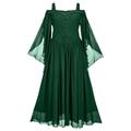 YNIEIAA Halloween Costume Women, Black Oversize Medieval Elegant Sexy Long Evening Dresses Wrap Dress Scary Devil Grim Reaper Cosplay Costumes (Z - 3 - A-Green, XXL)