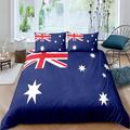 Double Duvet Set australian flag Soft Double Bedding Set 110g/㎡ Microfiber Duvet Cover Sets with 2 Pillowcase (50x75) Double Duvet Cover for Girls Boys Children