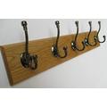 Ironmongery World® 9 sizes SOLID OAK WOODEN HANDMADE COAT RACK HANGER HANGING PEGS BOARD RAIL 129 (BN 7 HOOKS-78CM)