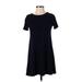 Ann Taylor LOFT Casual Dress - A-Line Crew Neck Short sleeves: Black Print Dresses - Women's Size 2X-Small Petite